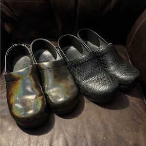 Bundle size 41 Black and Iridescent Clogs Nursing Shoes *Worn Condition